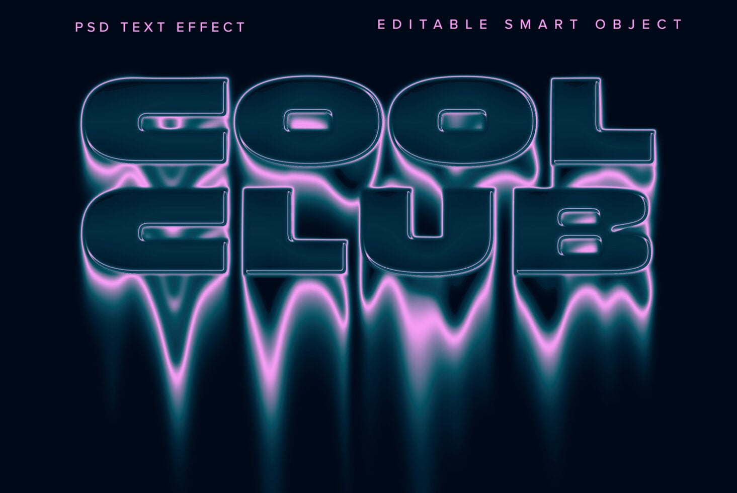 Cool cool text effect mockup with editable smart object for neon glow style