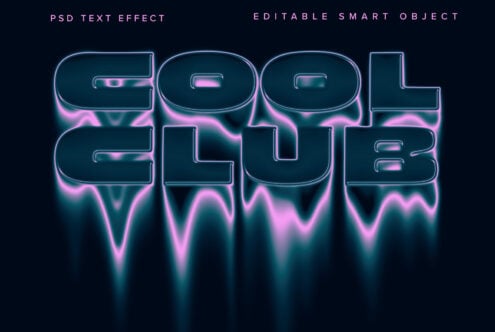 Cool cool text effect mockup with editable smart object for neon glow style