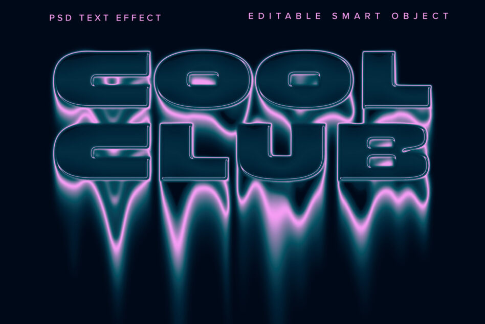 Cool cool text effect mockup with editable smart object for neon glow style