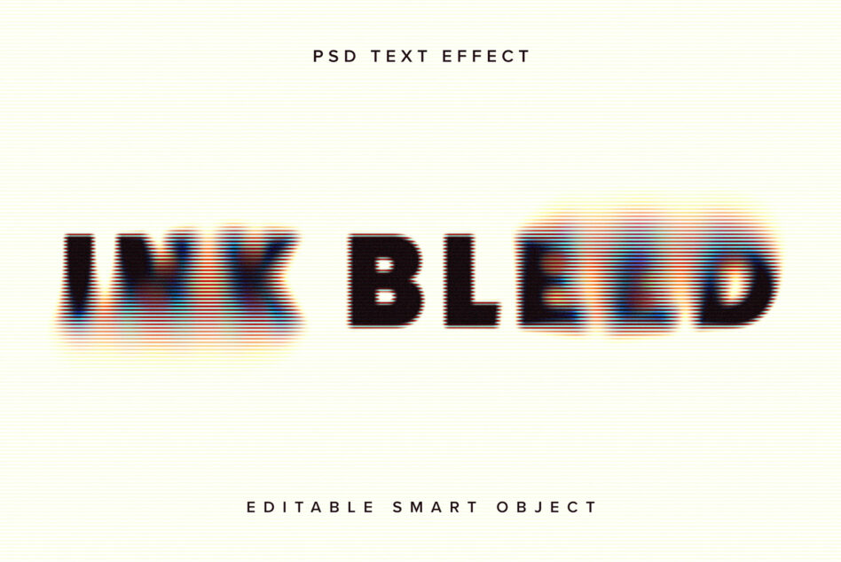 INK BLURRED text effect with horizontal color separation on cream background
