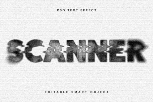 Scanner text effect with heavy grain texture, distorted blur