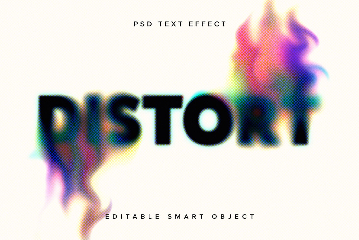 Distort text with colorful pixelated cloud burst effect behind letters