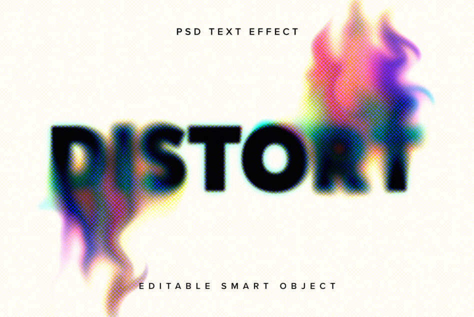 Distort text with colorful pixelated cloud burst effect behind letters