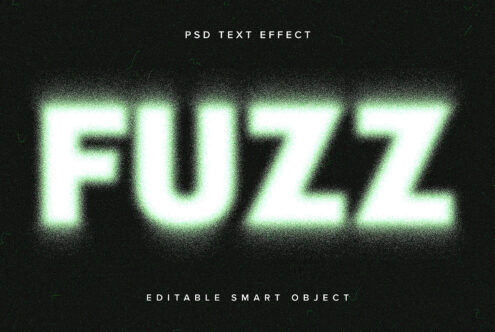 Bright green glowing neon FUZZ text mockup on dark textured background