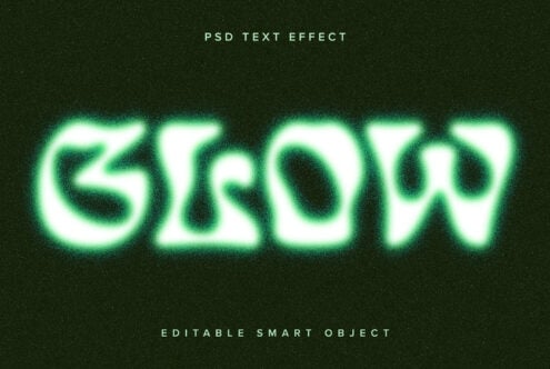 Large green neon glowing letters on dark grainy background with halo
