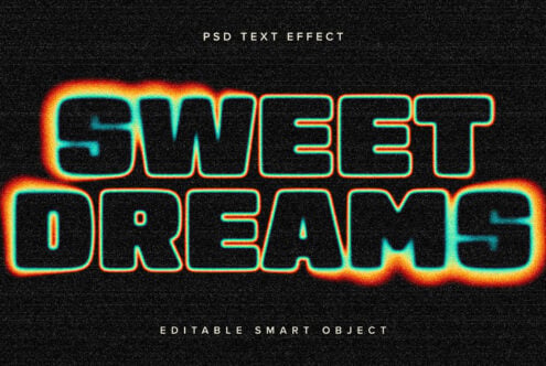 Sweet Dreams neon sign editable text effect cyan orange glow scanlines