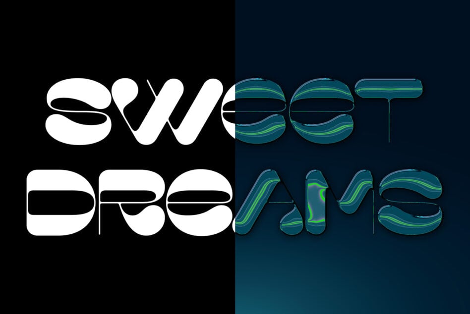Swe Free split design with white letters left side, neon wavy right side