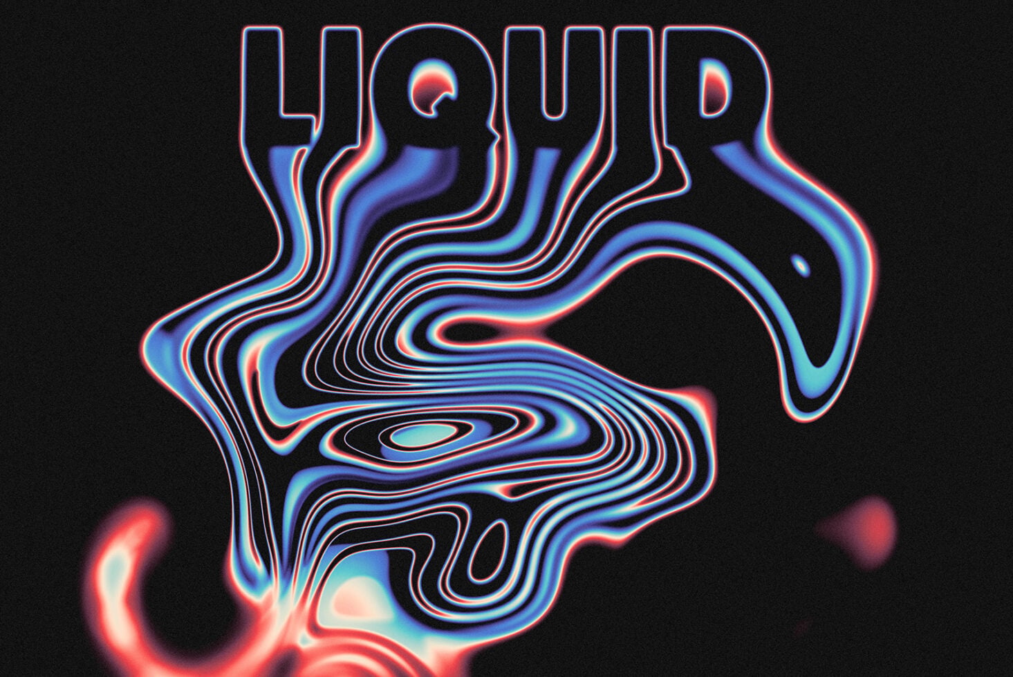 Liquid neon text effect with blue to red gradient on dark background
