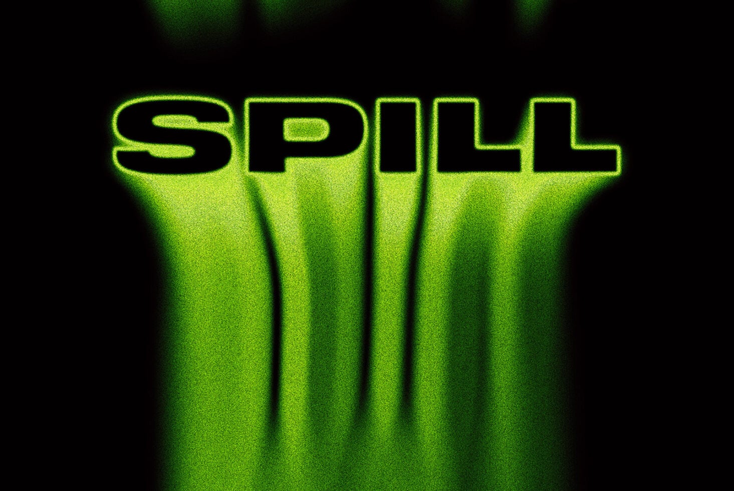 Neon lime text split four with vertical grainy light streaks effect