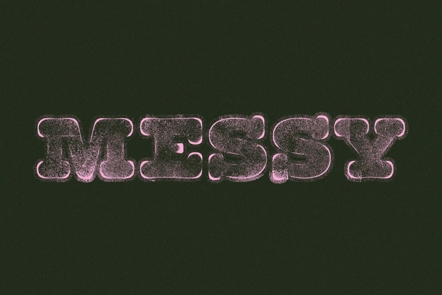 Pink outlined numbers with grainy texture on dark green background