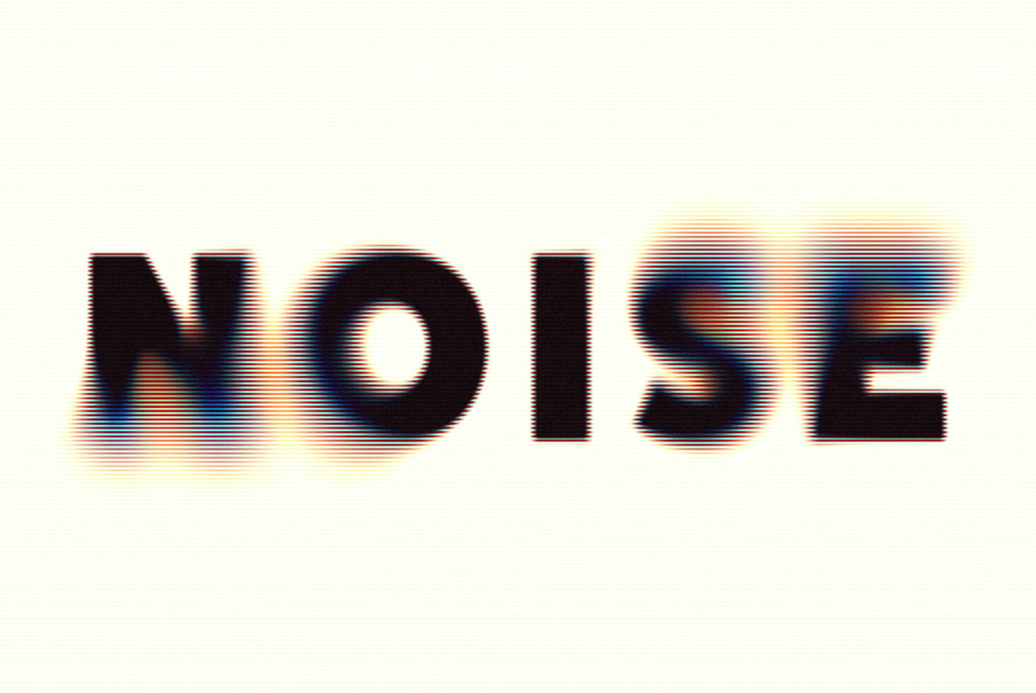 ND15E text with rainbow scan line distortion on light cream background