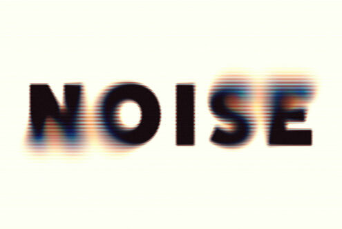 ND15E text with rainbow scan line distortion on light cream background