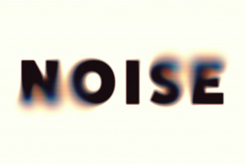 ND15E text with rainbow scan line distortion on light cream background