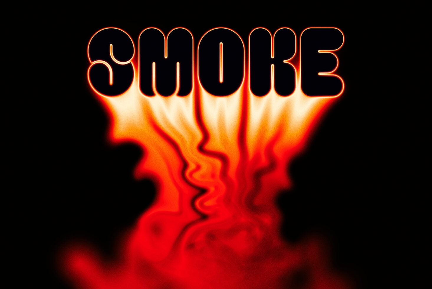 Neon orange text reading SMOKE with red fire effect billowing underneath