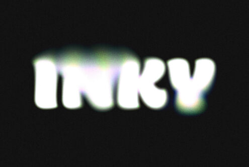 Bold white text reading INKY with pastel glow backdrop