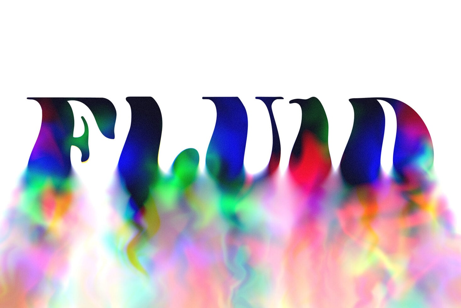 Blurred colorful gradient smoke flowing behind dark serif letters