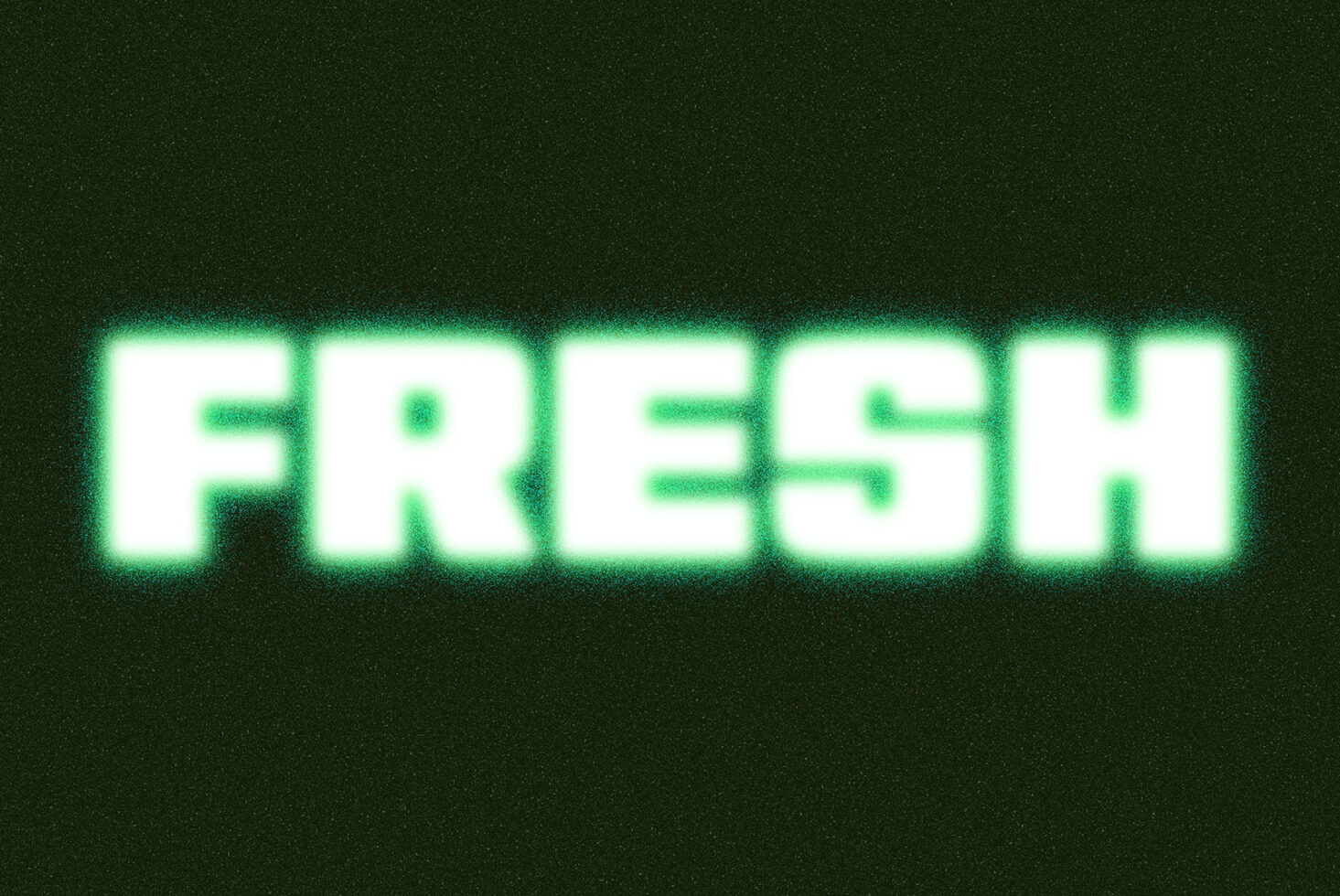 Bright neon green glowing text on dark textured background