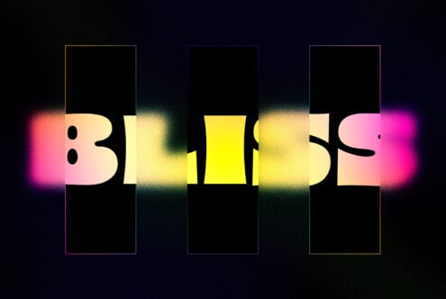 BLINDS text with neon glow effect using yellow, pink colors