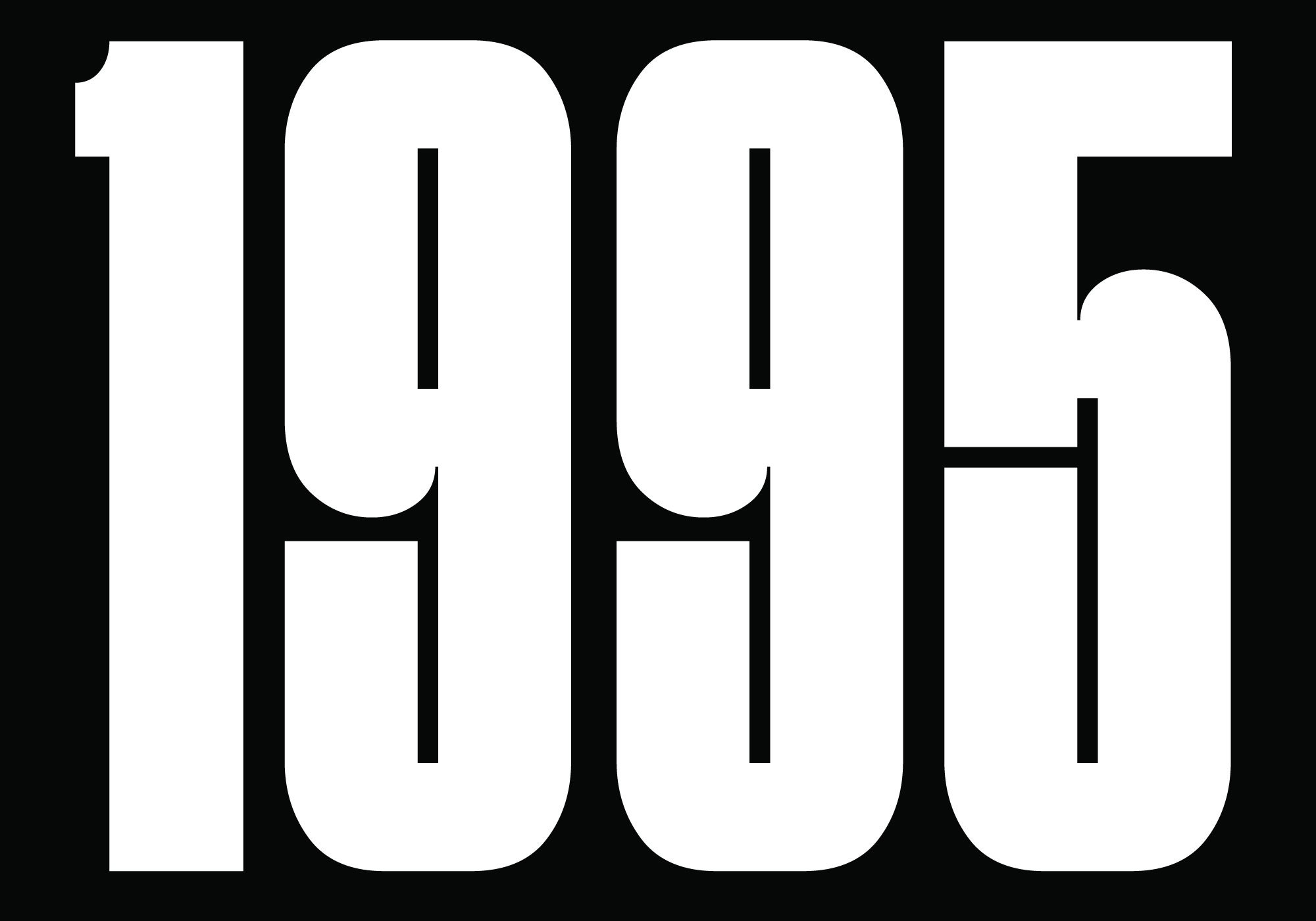 Bold white numbers 1995 on black background poster ideal for vintage design projects typography mockup retro graphics and creative templates