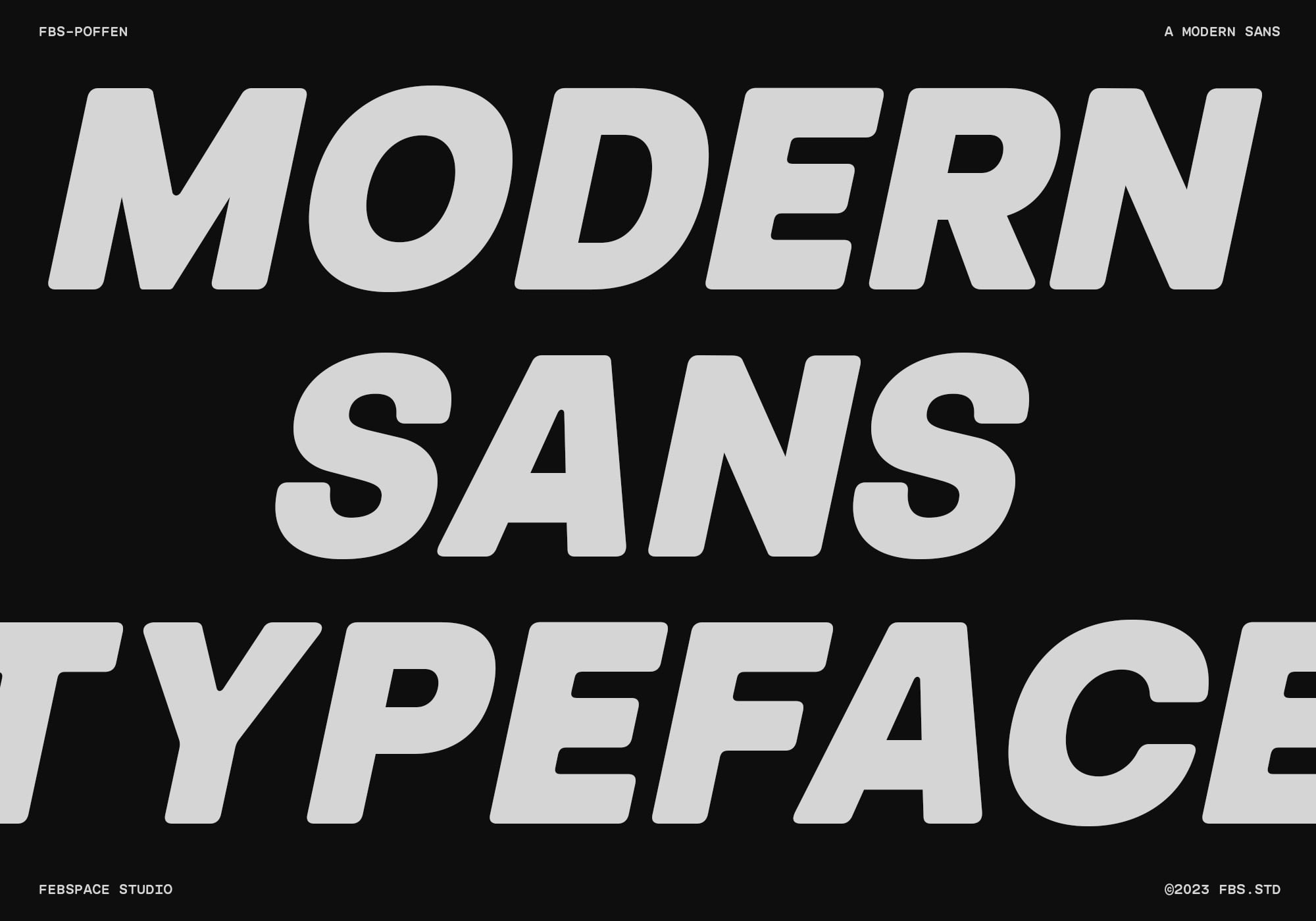 Bold geometric sans serif font with thick letters on black background