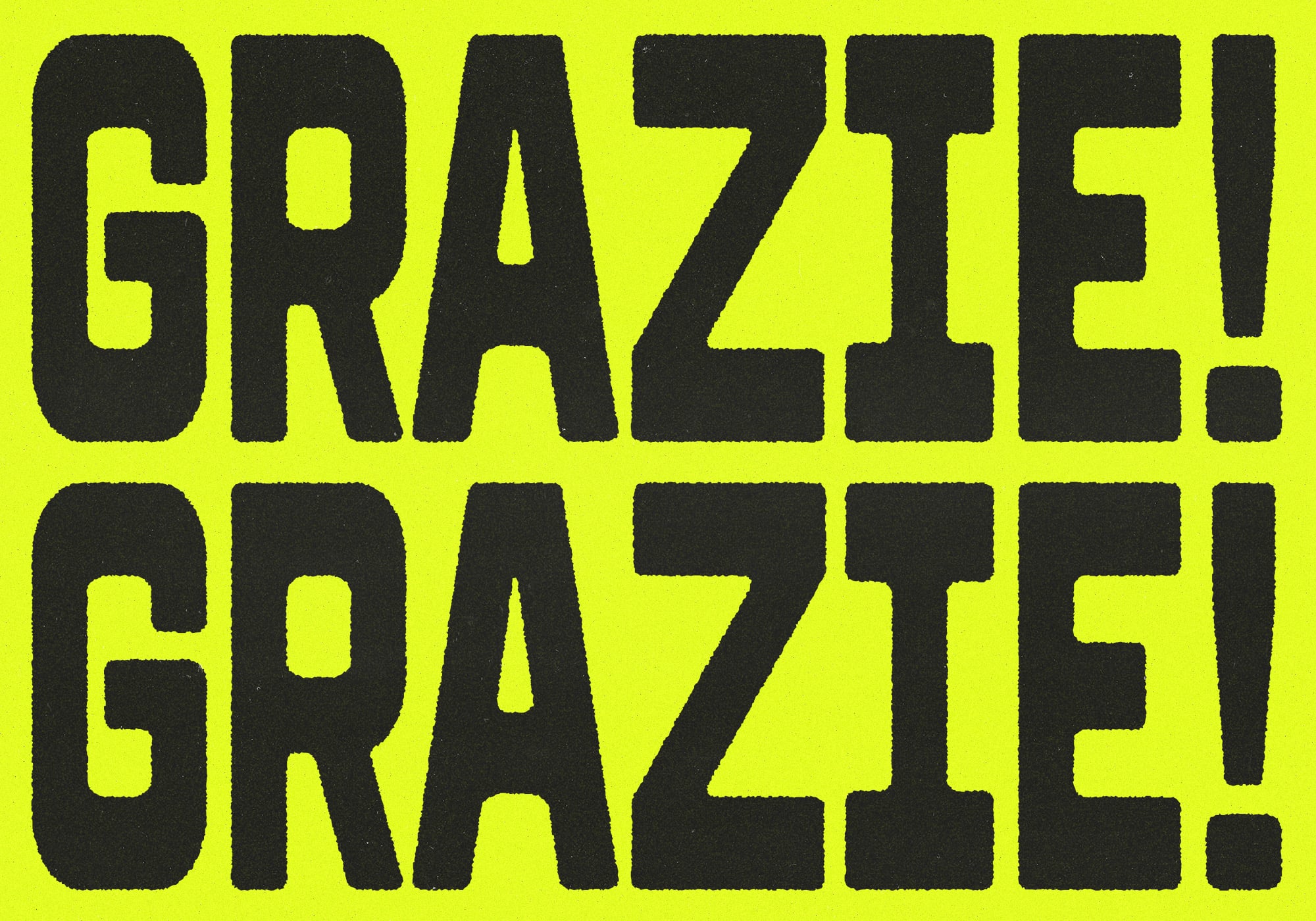 GRAZE font specimen in black letters on neon yellow background, repeated twice