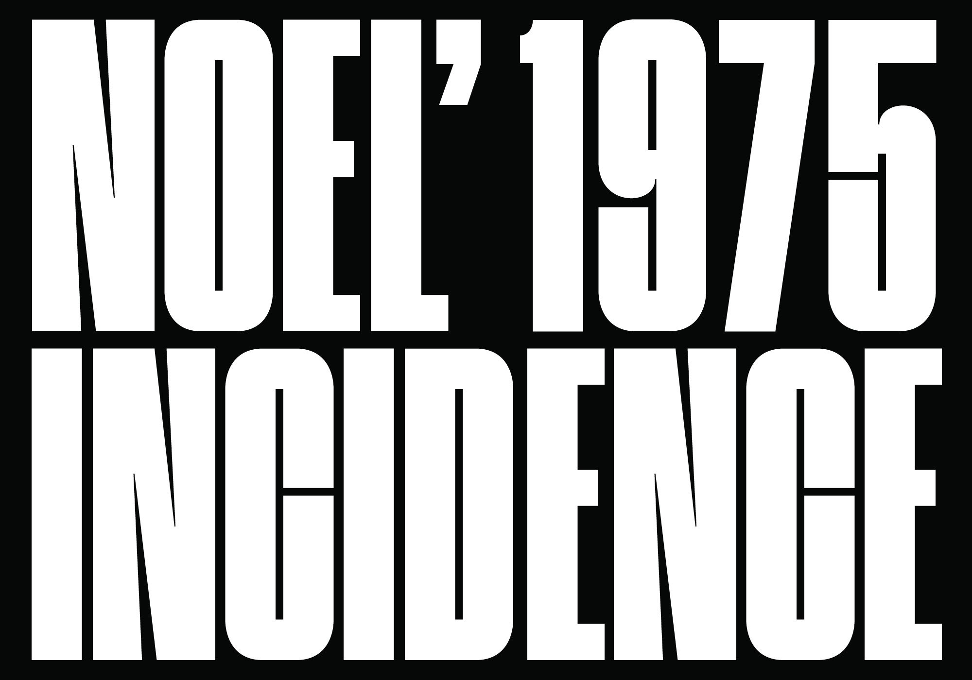 Bold black and white typographic design displaying Noel 1975 Incidence in large letters. Ideal for graphics font enthusiasts and text-based templates.