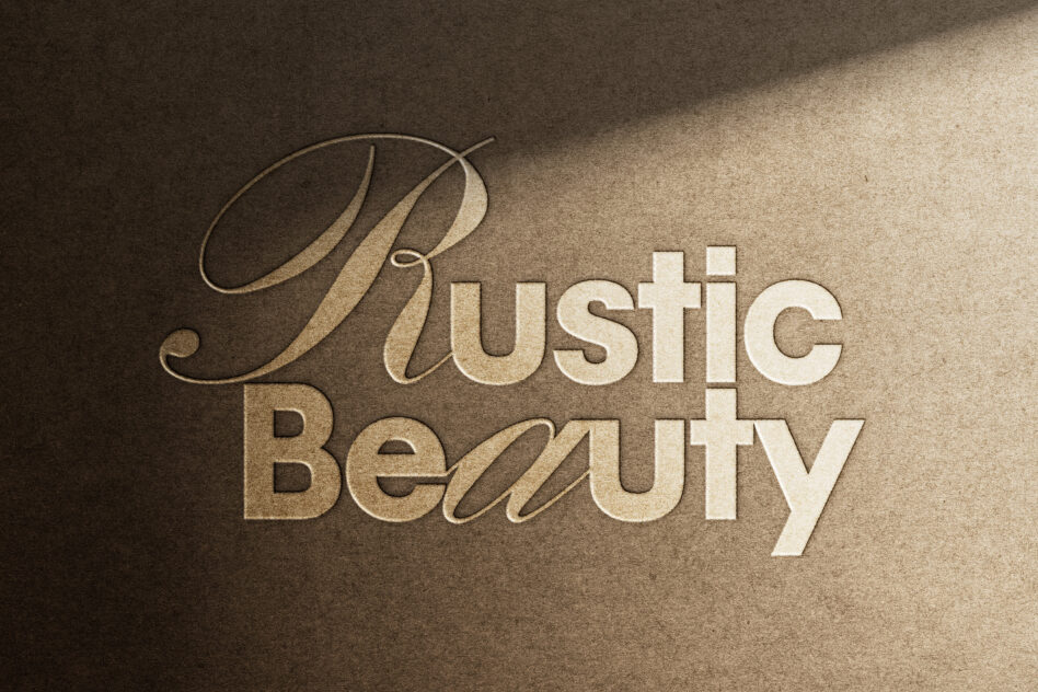 Elegant embossed text on kraft paper with shadow effect