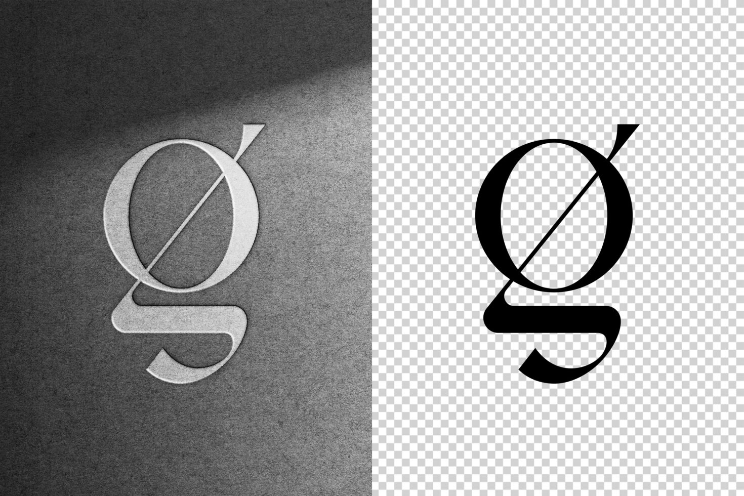 Minimalist gender symbol logo on concrete texture mockup