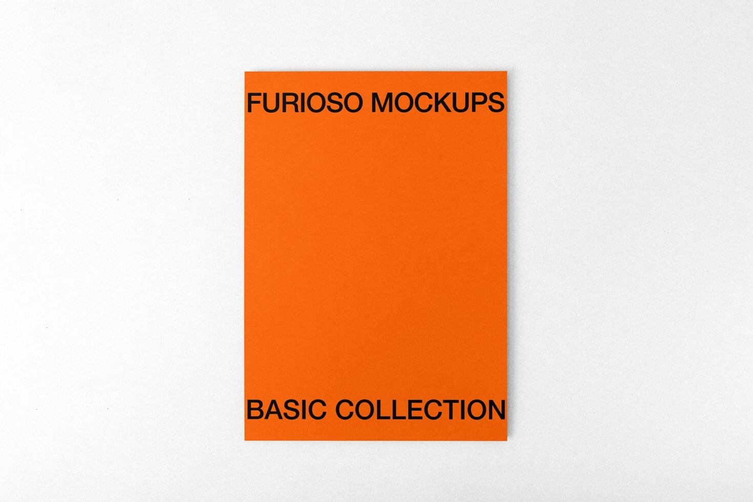 Centered orange card on white background with black bold typography text layout