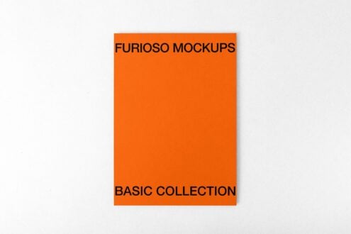 Centered orange card on white background with black bold typography text layout