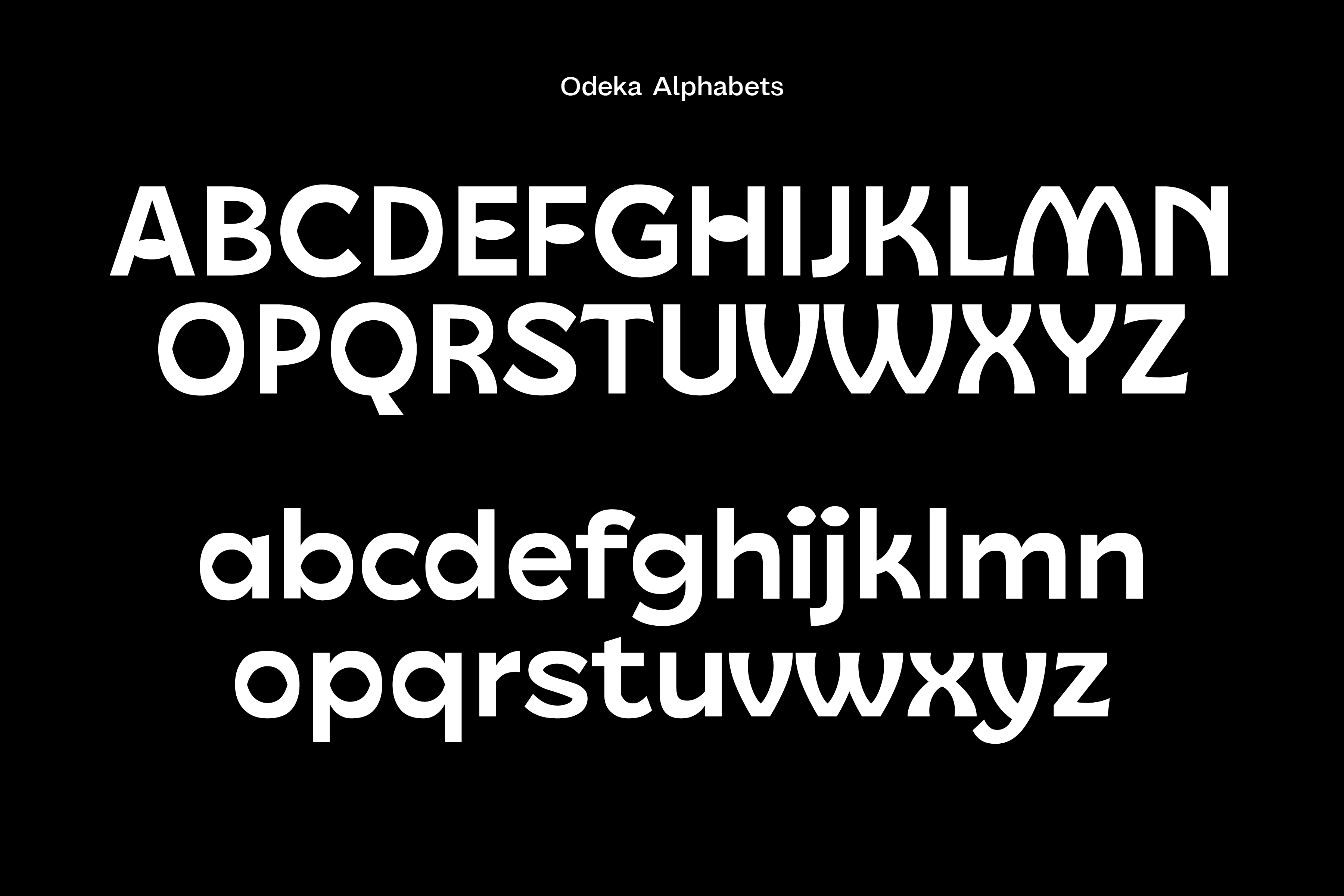 Odeka Alphabets showing uppercase lowercase characters all weights