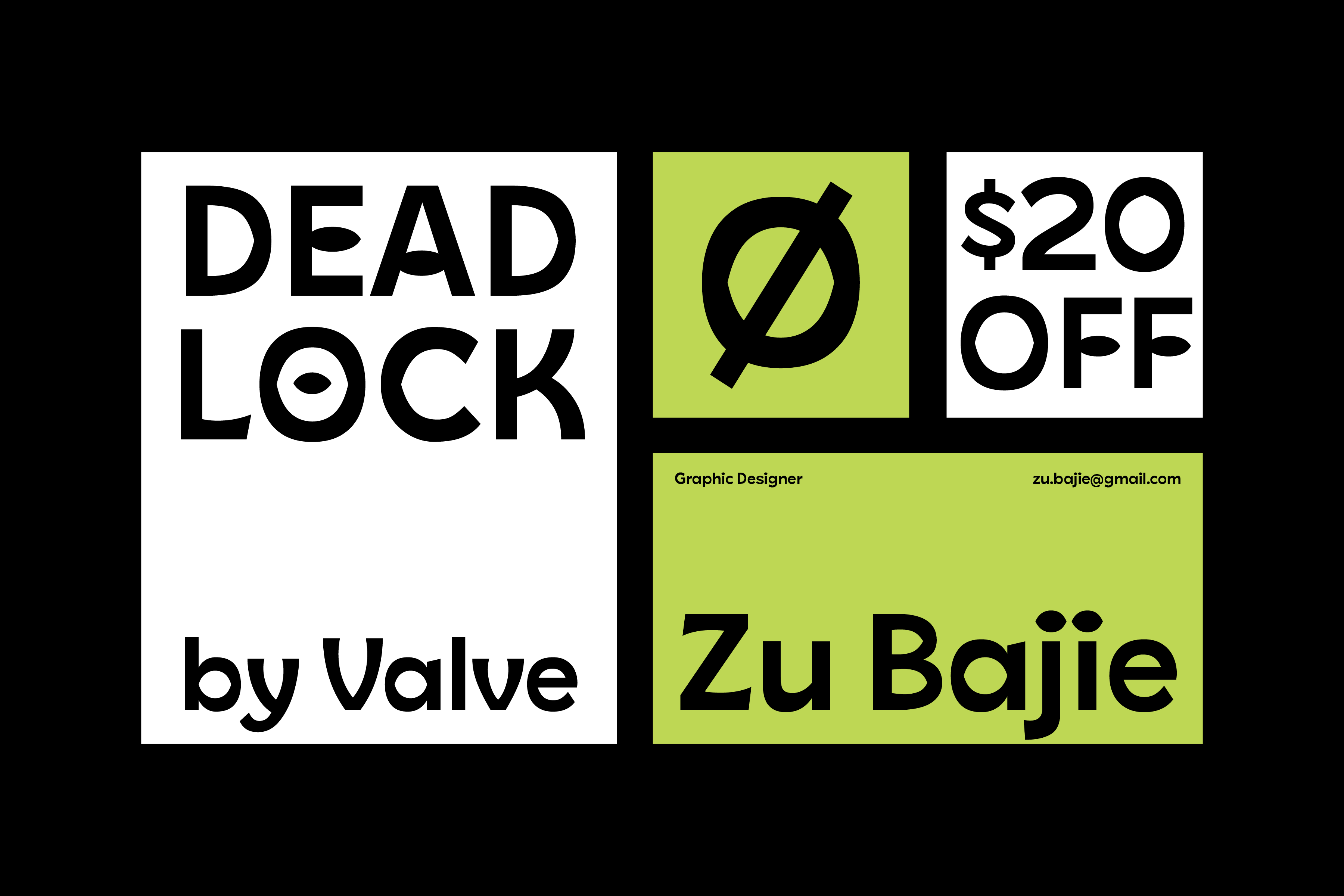 Deadlock discount flyer with symbol price off designer name card
