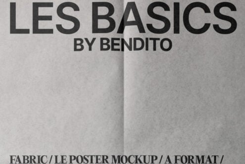 Les Basics by Bendito poster mockup on grey paper displaying typography