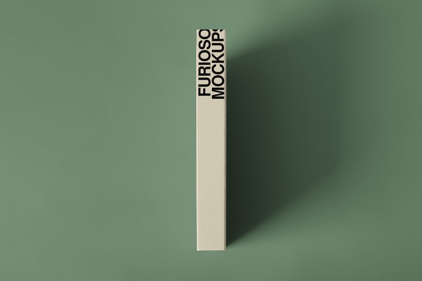 Cream colored narrow box with black text Furioso Mockup at top against soft green background