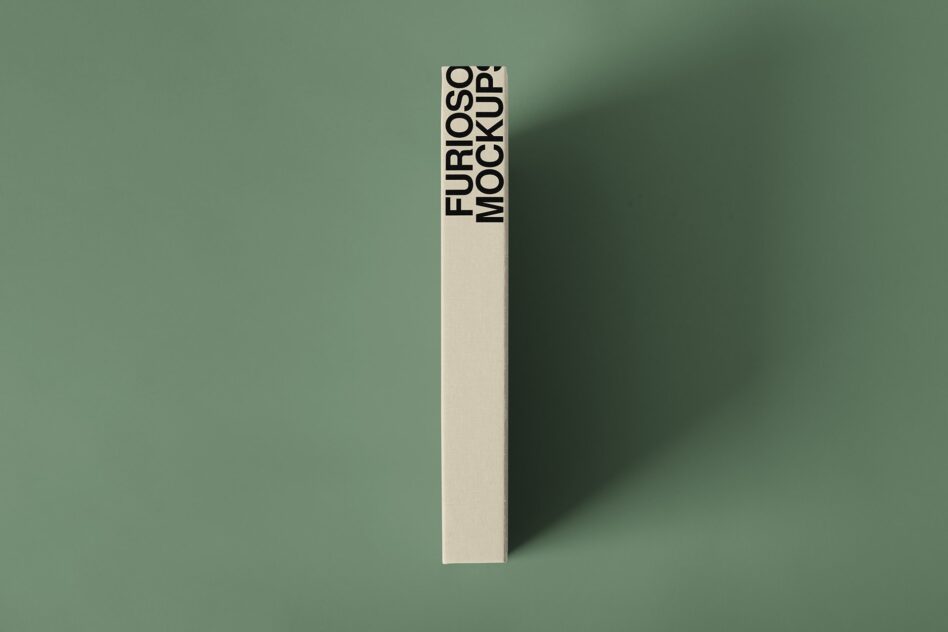Cream colored narrow box with black text Furioso Mockup at top against soft green background