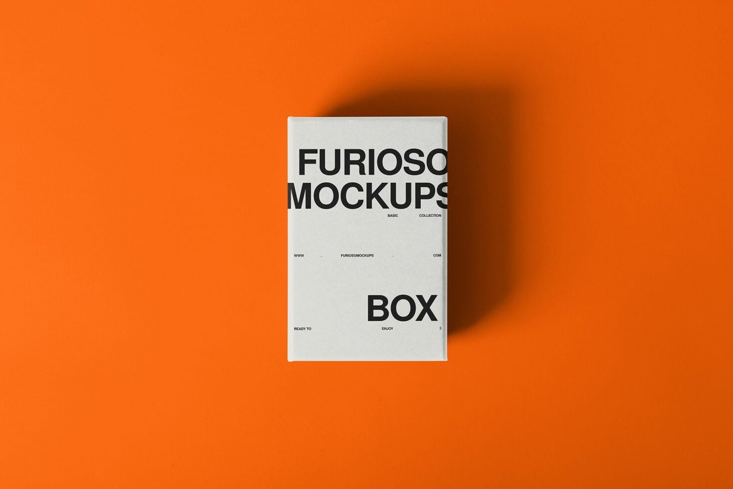 White box with black text on vibrant orange backdrop