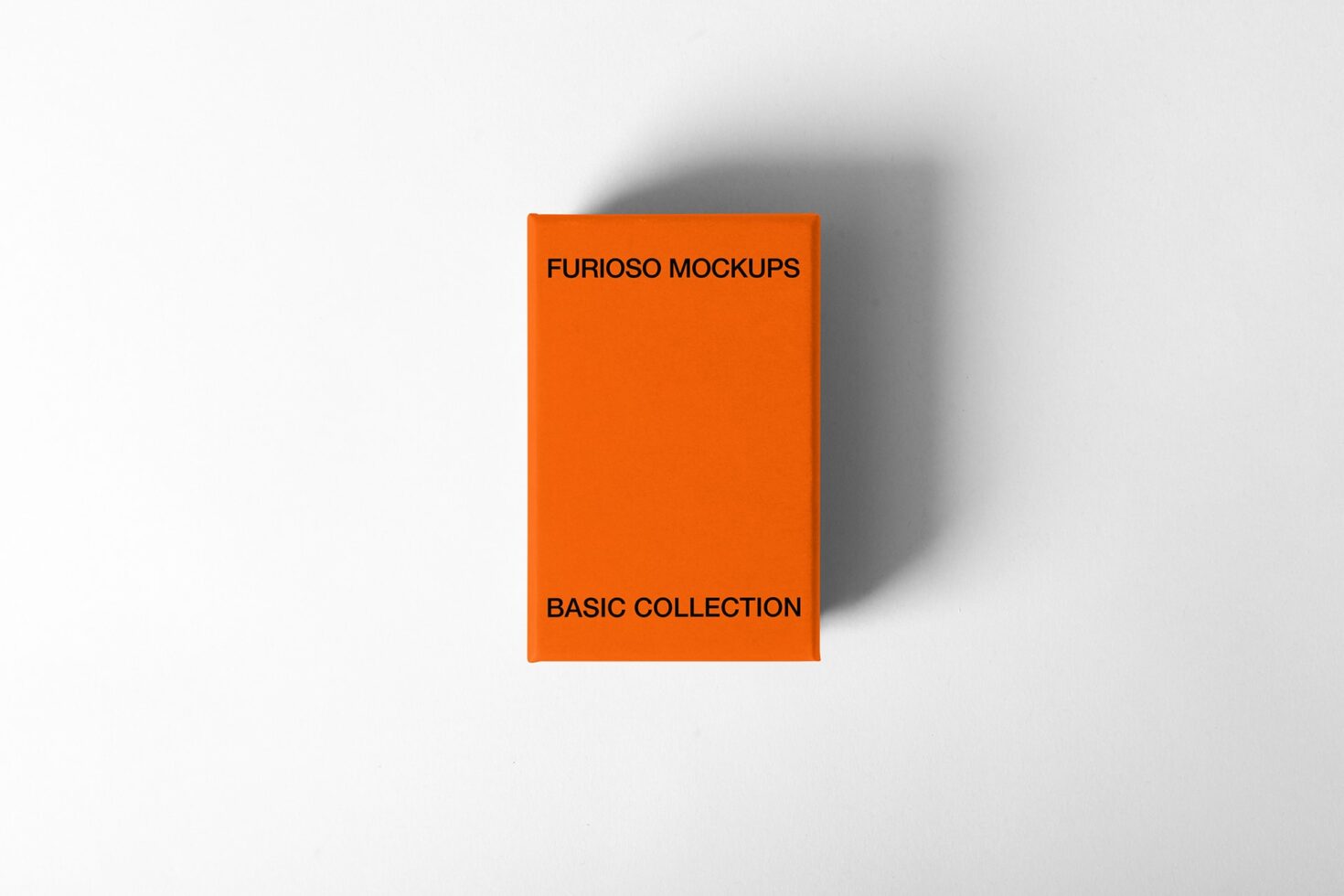 Orange box mockup with shadow on white background