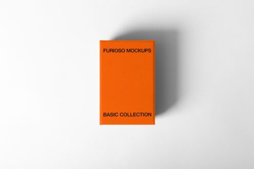 Orange box mockup with shadow on white background