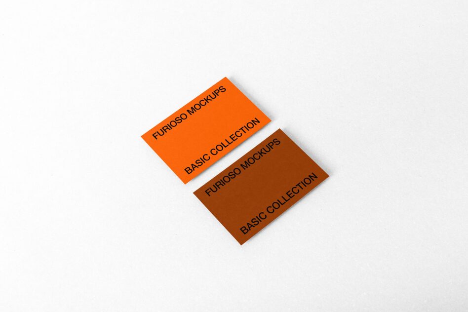 Orange brown business cards on white isolated shot