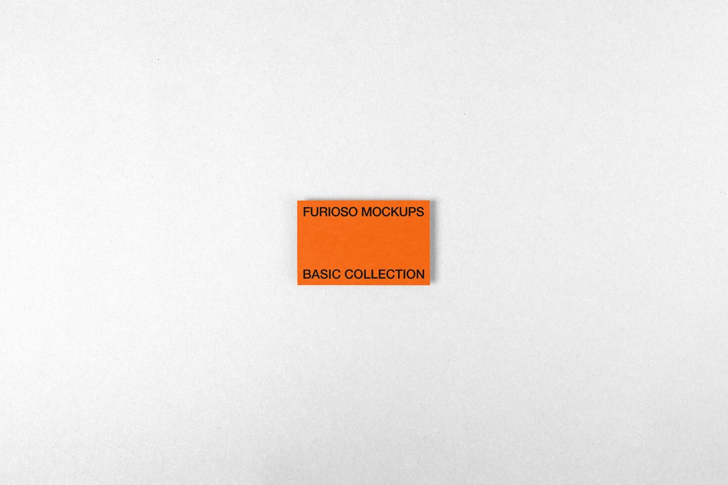 Single orange card with black typography on light gray background showing Furioso Mockups Basic Collection