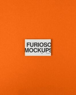 White rectangular card on bright orange background featuring bold Furioso Mockups Basic Collection text