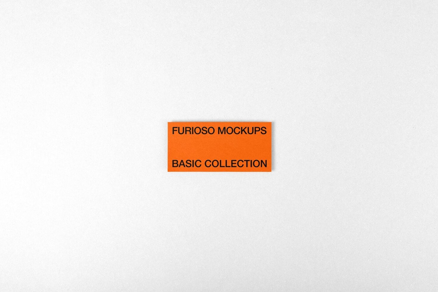 Bright orange card with black text reading Furioso Mockups Basic Collection on light background