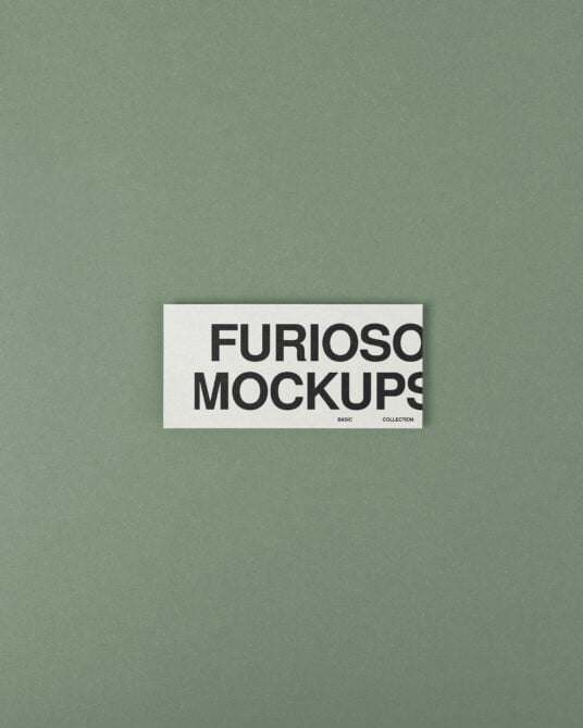 White label card on soft green background with bold black text reading Furioso Mockups Basic Collection