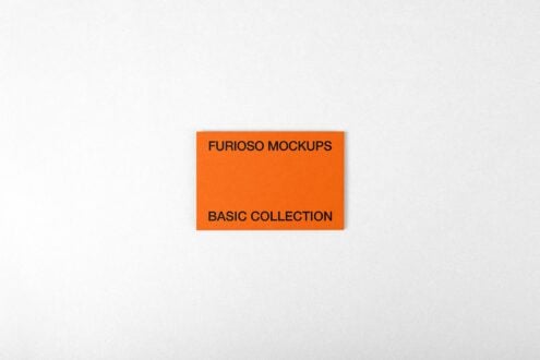Horizontal orange business card on white background with clean type hierarchy
