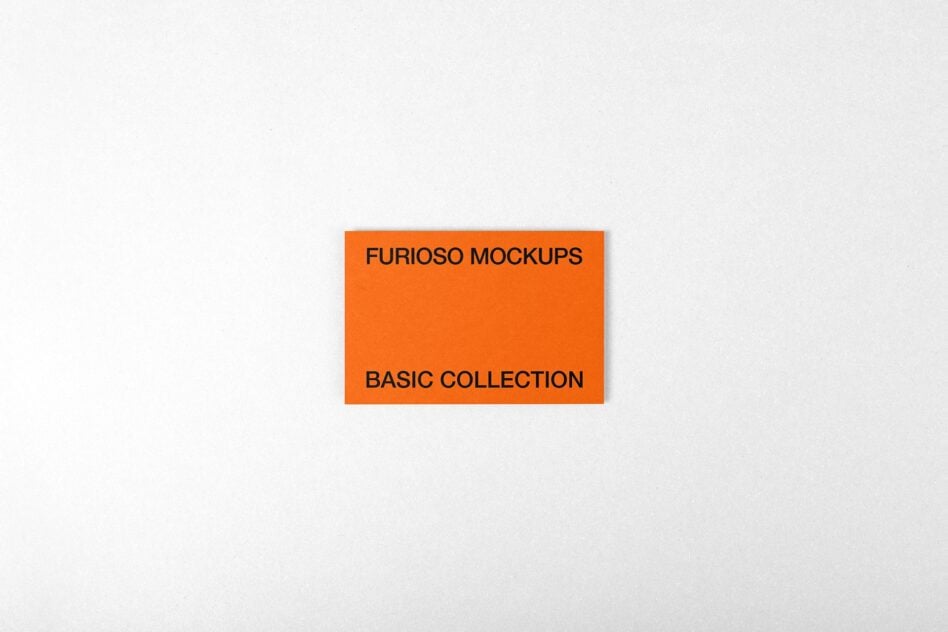 Horizontal orange business card on white background with clean type hierarchy