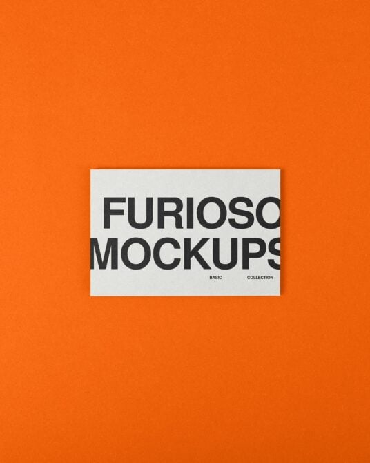Cream card on bright orange background showing bold black sans serif type