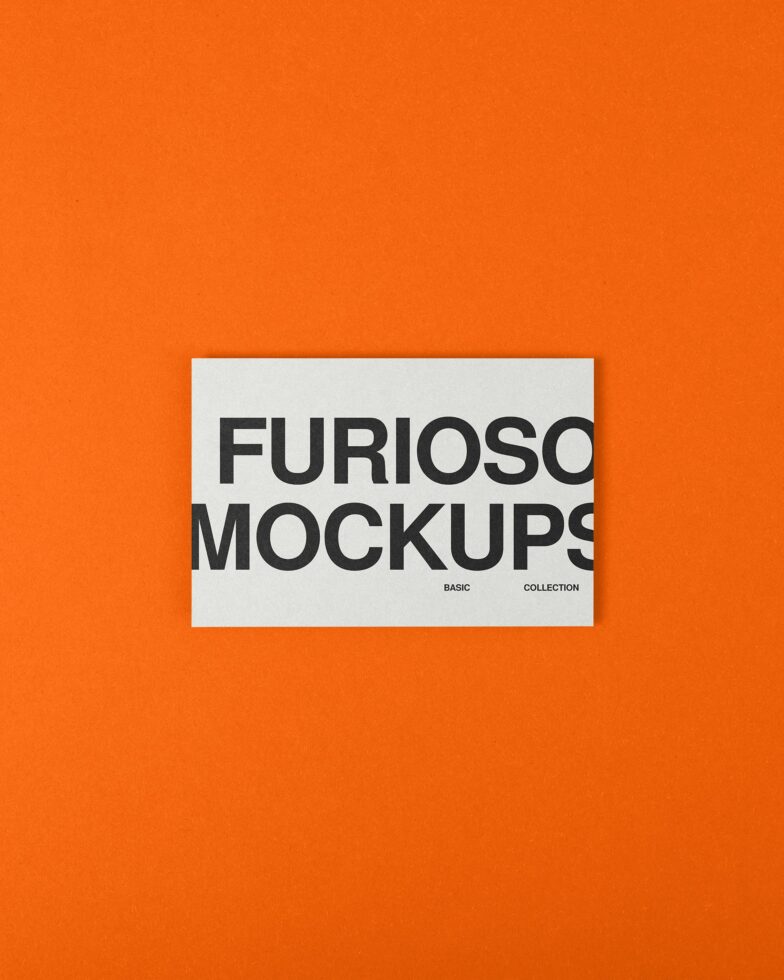 Cream card on bright orange background showing bold black sans serif type