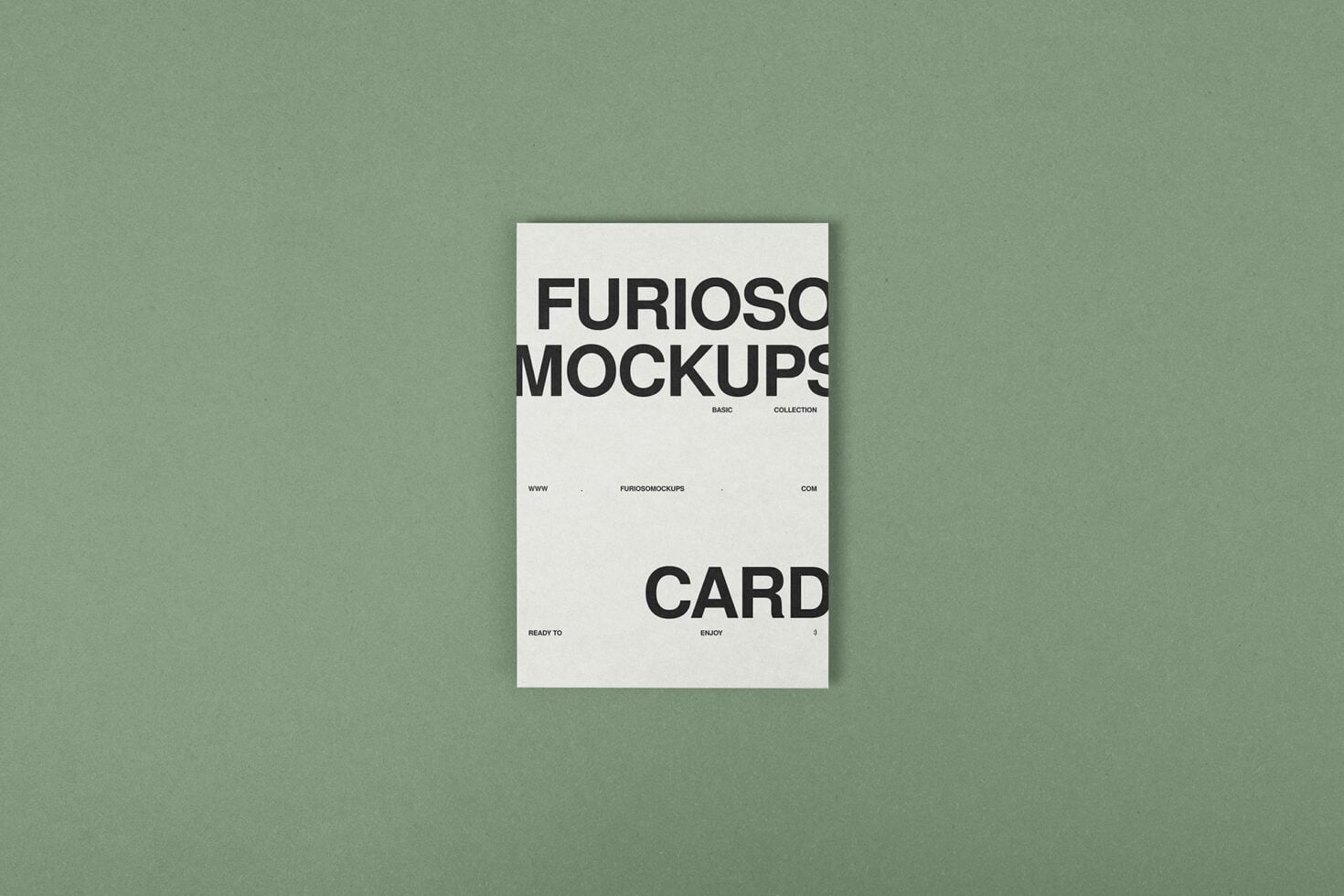 Tall cream card mockup on green background displaying stacked typography layout