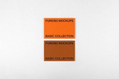 Stacked horizontal cards in orange plus brown displaying Furioso Mockups designs