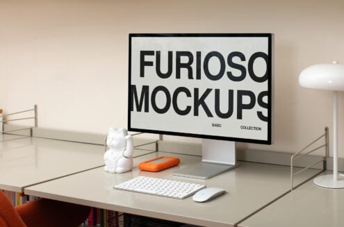 Monitor displaying black type on light background at desk workstation